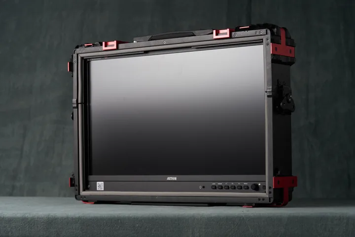 Twenty-two inch high bright director's monitor on its stand.