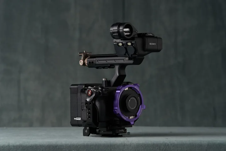 Sony FX3 cinema kit laid out against the studio backdrop.